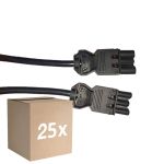 Multipack 25x Noxion GST - Compatibile Cavo di prolunga Nero - Maschio + Femmina - 1,5m - 3 pole 1,5mm2