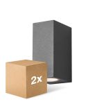 Pacco doppio D'Lite Luce Da Parete Vrebos Aluminium Nero Up&Down| Adatto per 2x GU10
