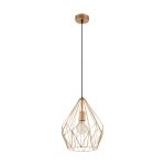 Eglo Luce Pendente Carlton Acciaio Rame | IP20 - Adatto per 1x E27 